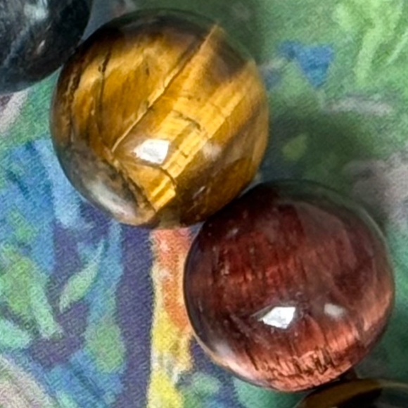 ARTISAN Bracelet Men's Stretch Tumbled Stone Beads 14mm Heavy 7-1/4" - Picture 3 of 6